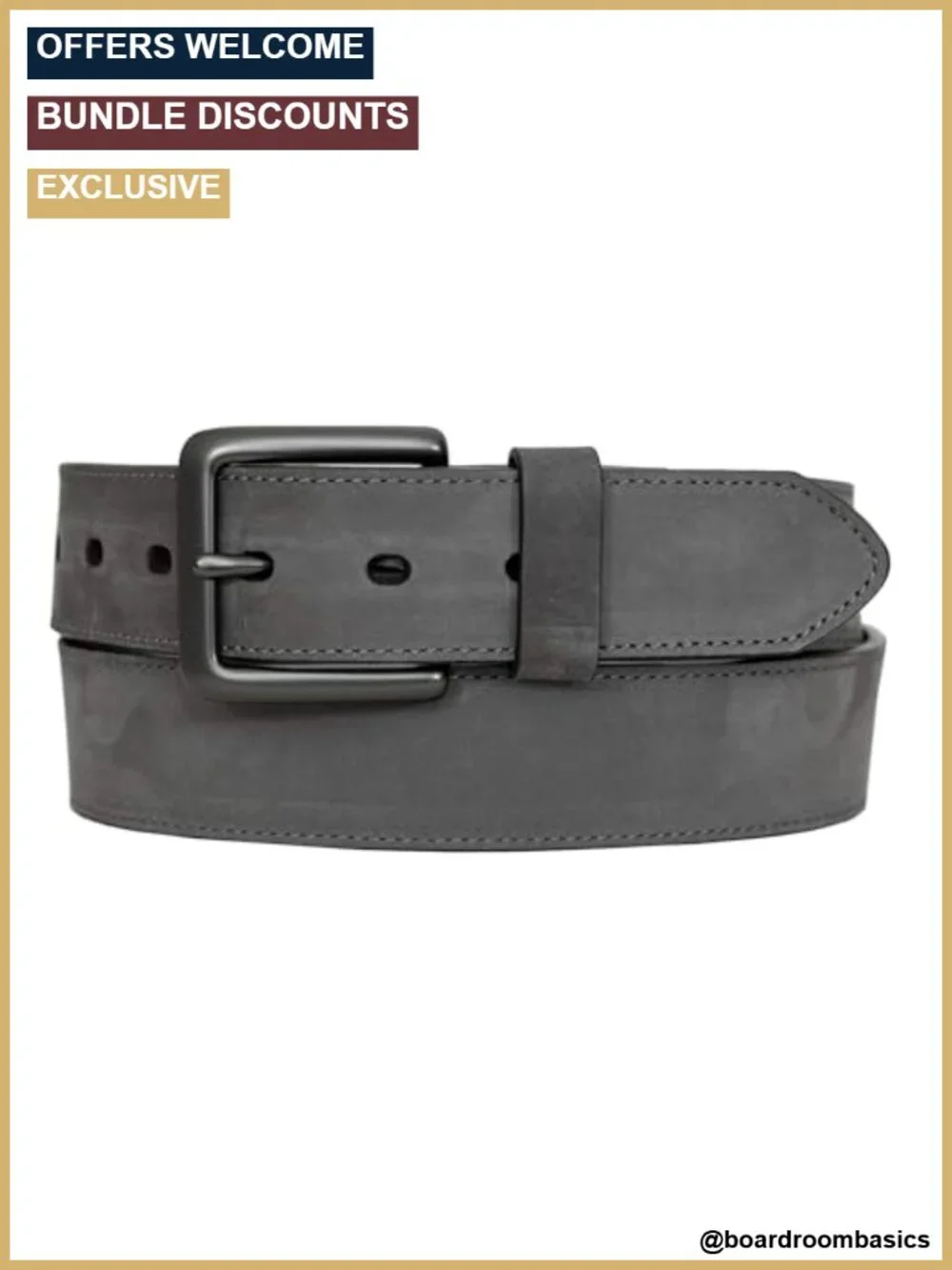 Full Grain Leather Heavy Duty Work Belt Metal Buckle Classic Casual